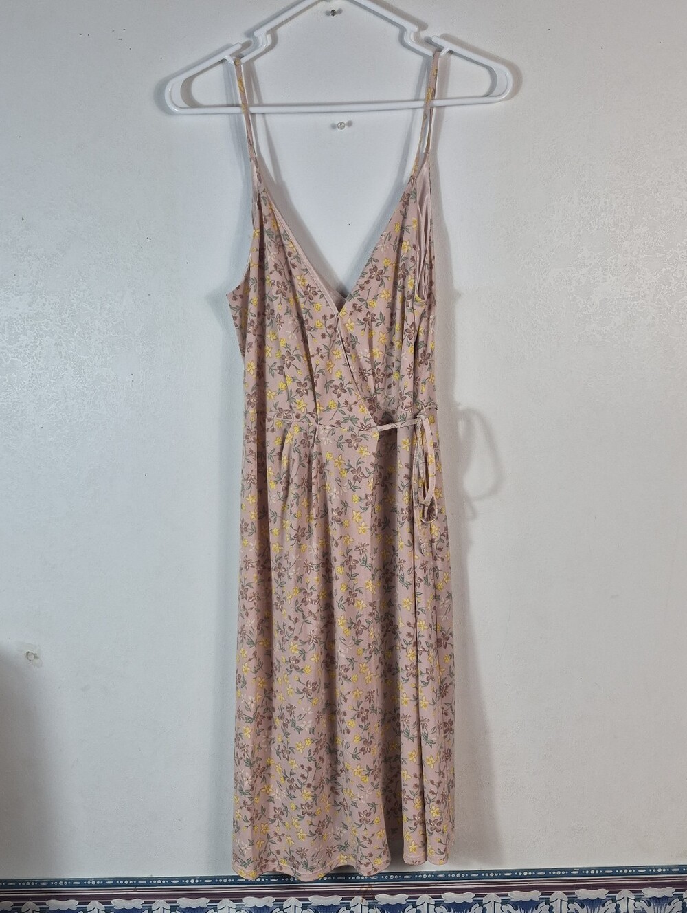 Women's BCBGeneration Floral Mini Dress Size S Pink Yellow wrap sleeveless